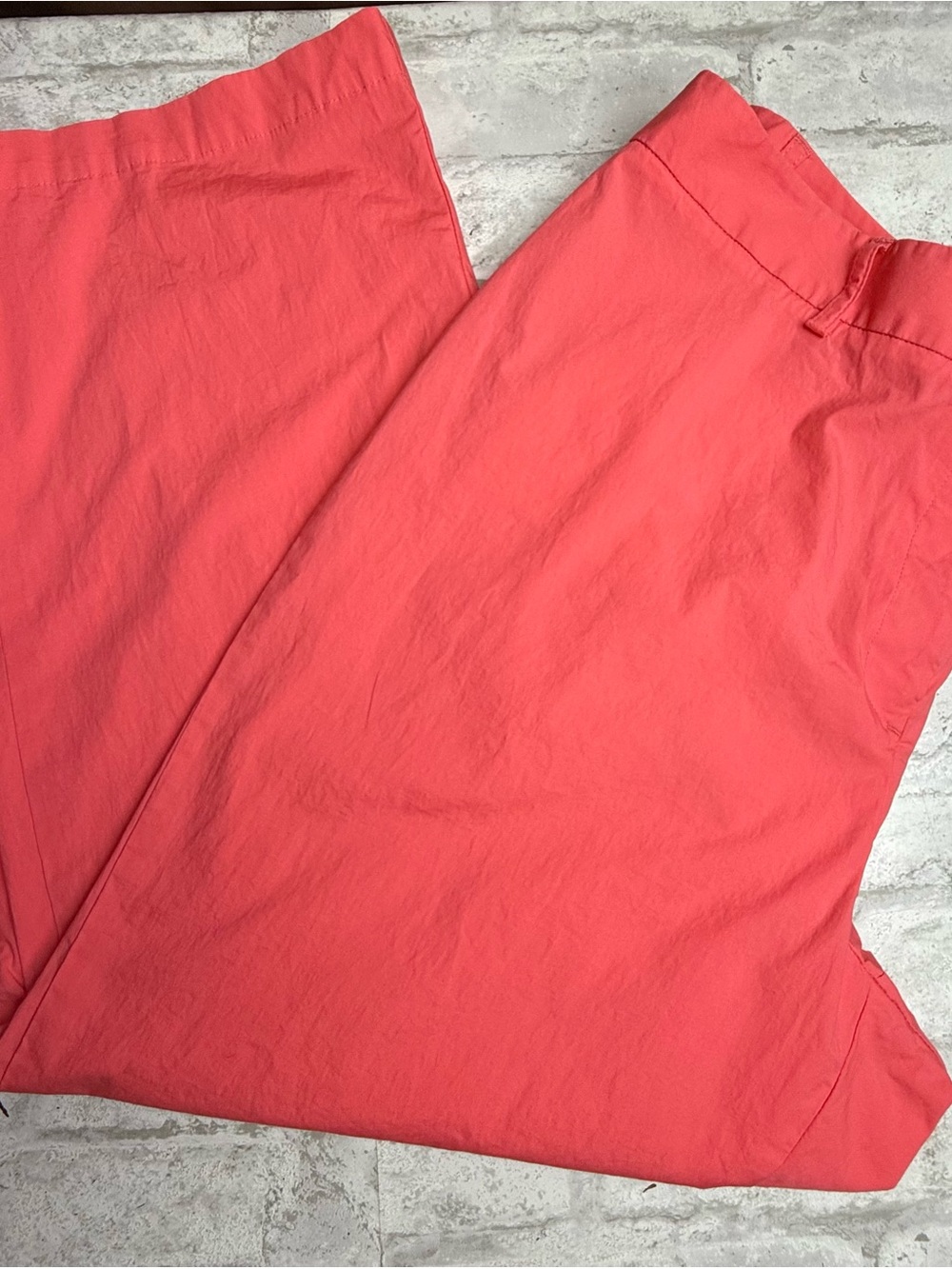 Lands End Pink Coral Wide Leg Pants Parachute Light Weight Ripstop NEW NWOT 14😍